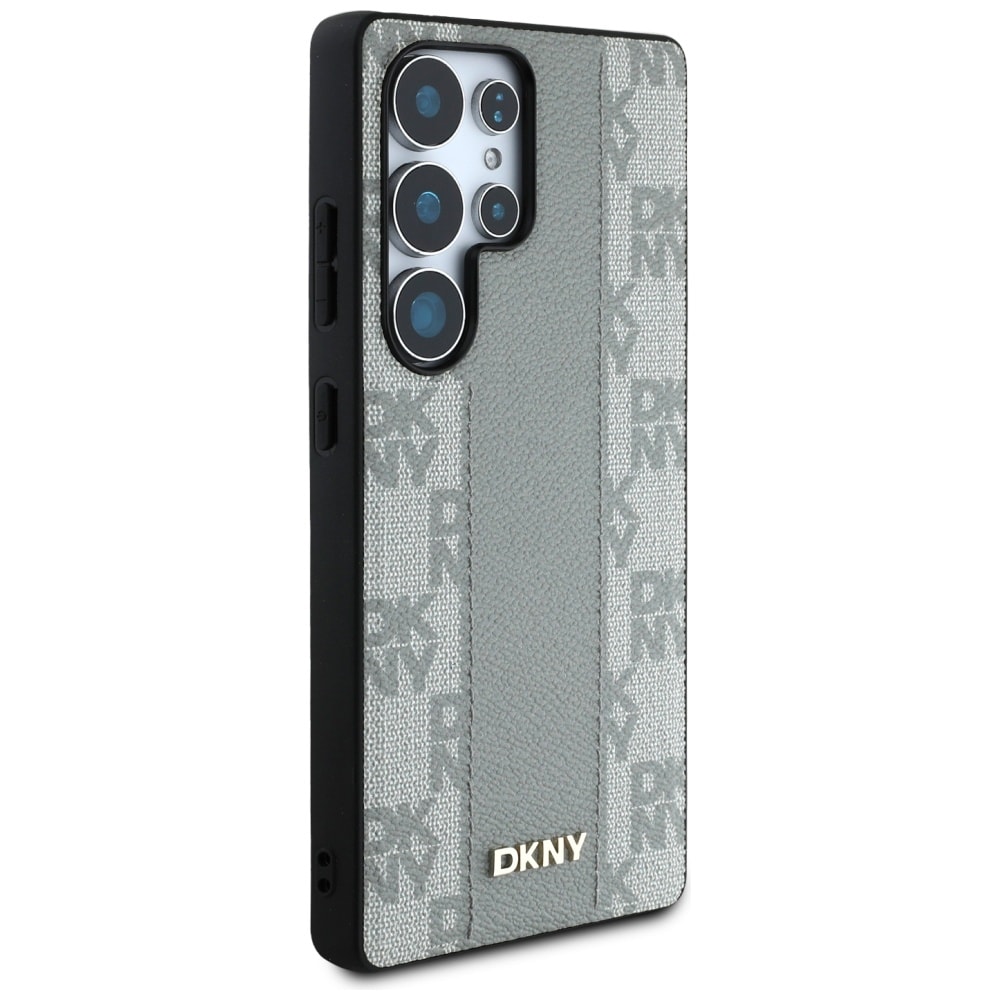 DKNY MagSafe-etui i skinn med rutete mønster for Samsung Galaxy S25 Ultra - Grå