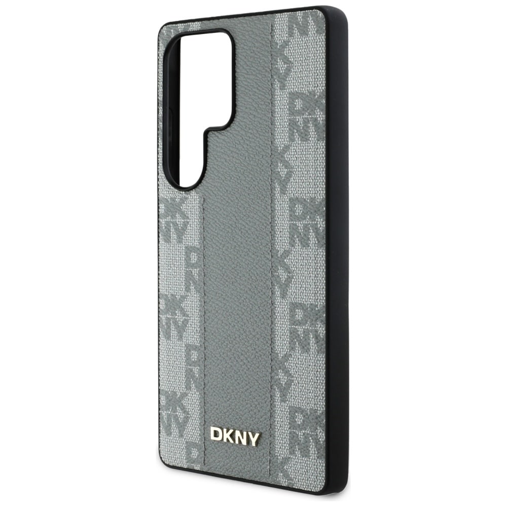 DKNY MagSafe-etui i skinn med rutete mønster for Samsung Galaxy S25 Ultra - Grå