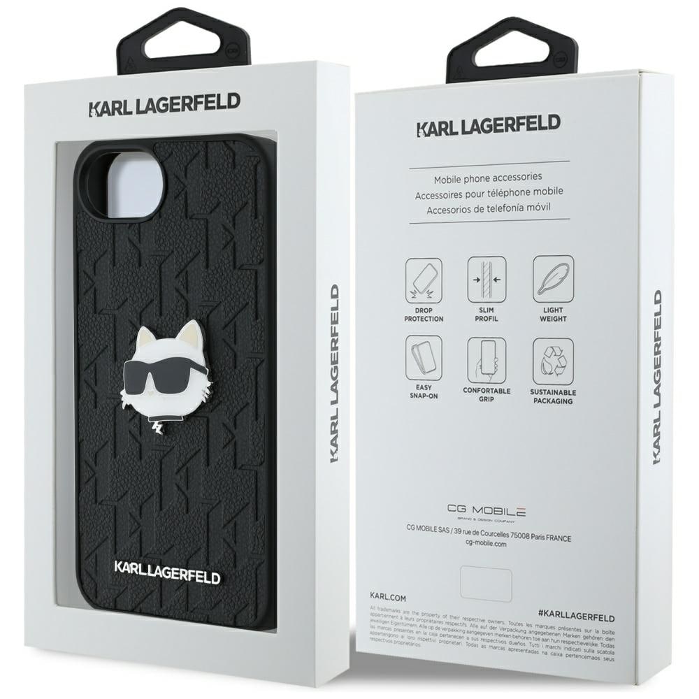 Karl Lagerfeld Monogram Choupette hodestift iPhone 16e Etui - Svart