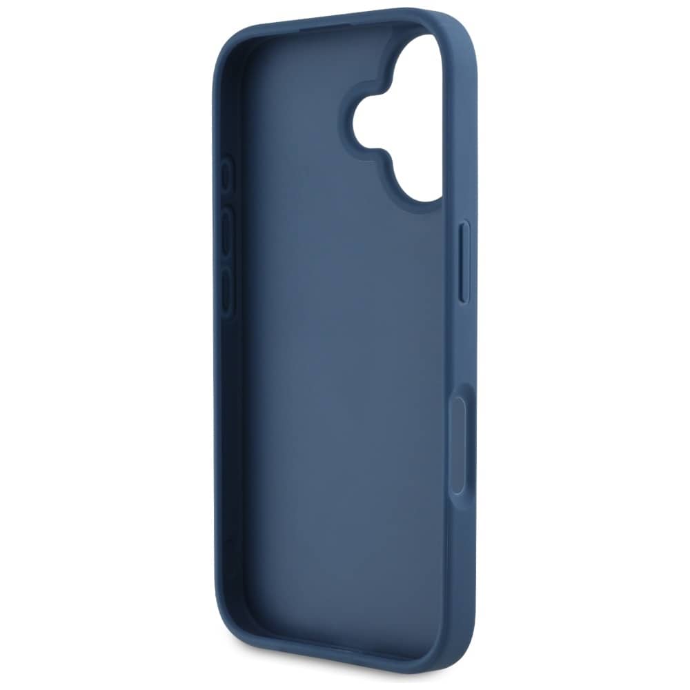 Guess Grained Roses Big 4G-logoetui for iPhone 16 - blå