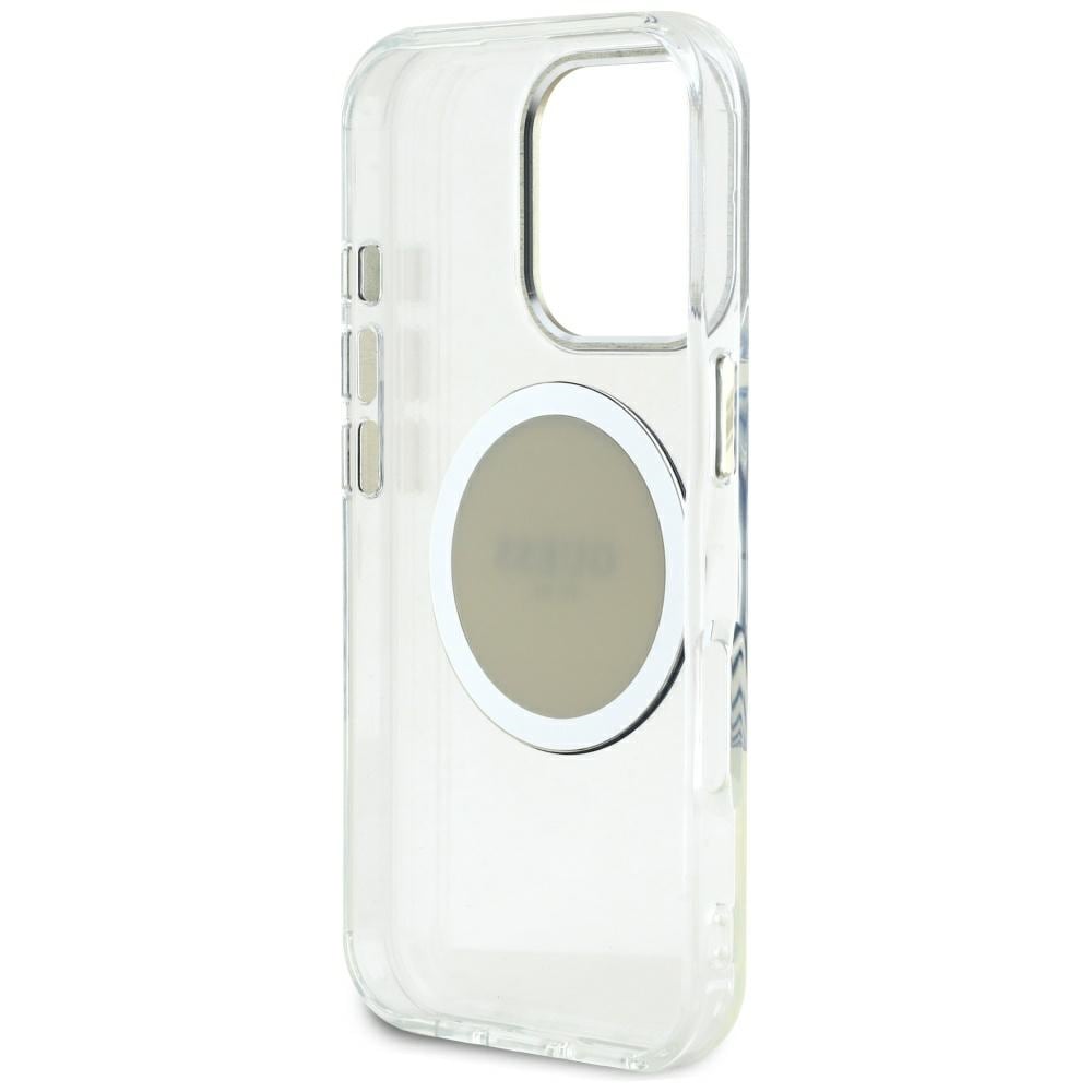 Guess IML metallfarget sirkel Classic MagSafe-etui med logo for iPhone 16 Pro Max - grå