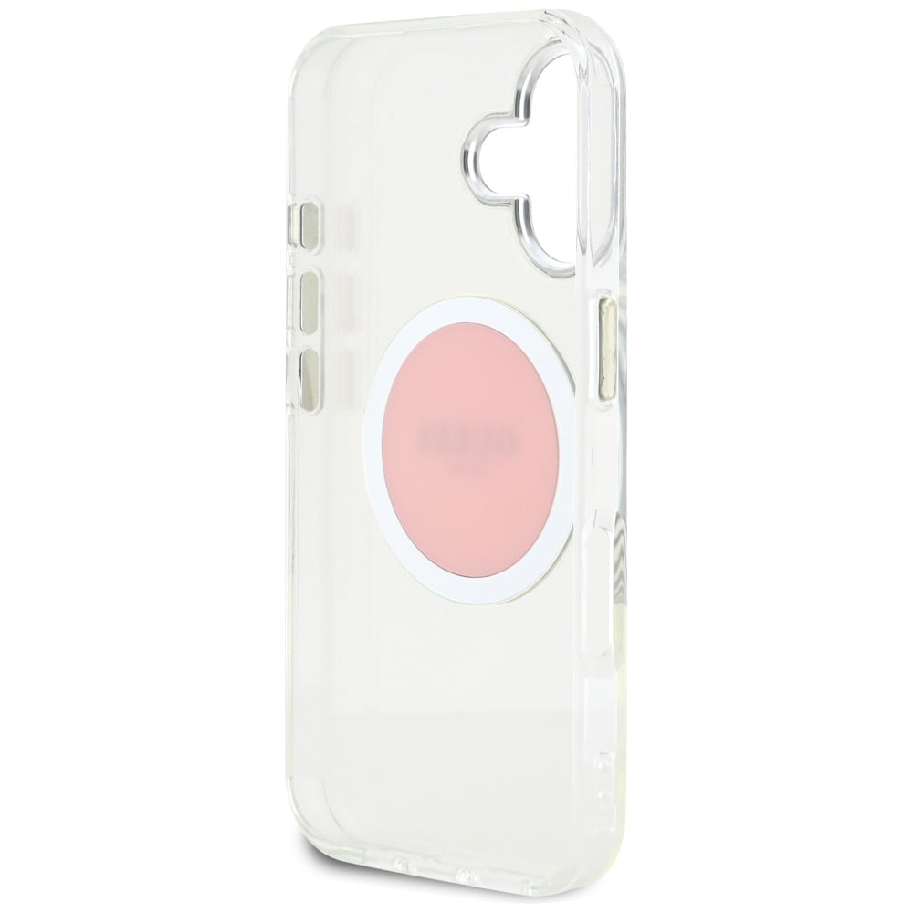 Guess IML metallfarget sirkel Classic Logo MagSafe iPhone 16 etui - rosa