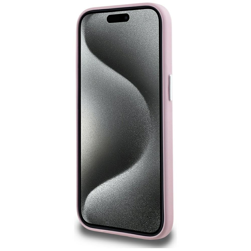 Karl Lagerfeld FW MagSafe iPhone 15-etui med metallplate - rosa