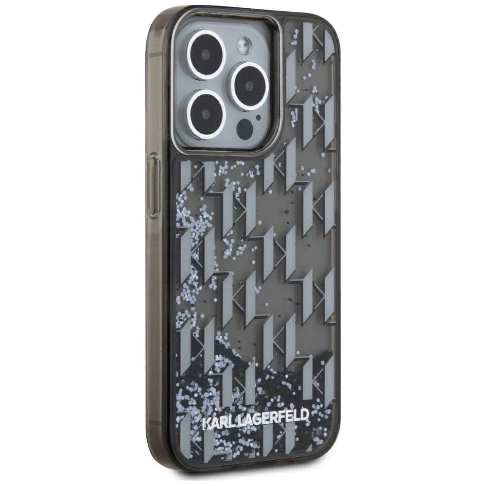 Karl Lagerfeld Liquide Glitter Monogram Gradient iPhone 15 Pro Max-etui - svart