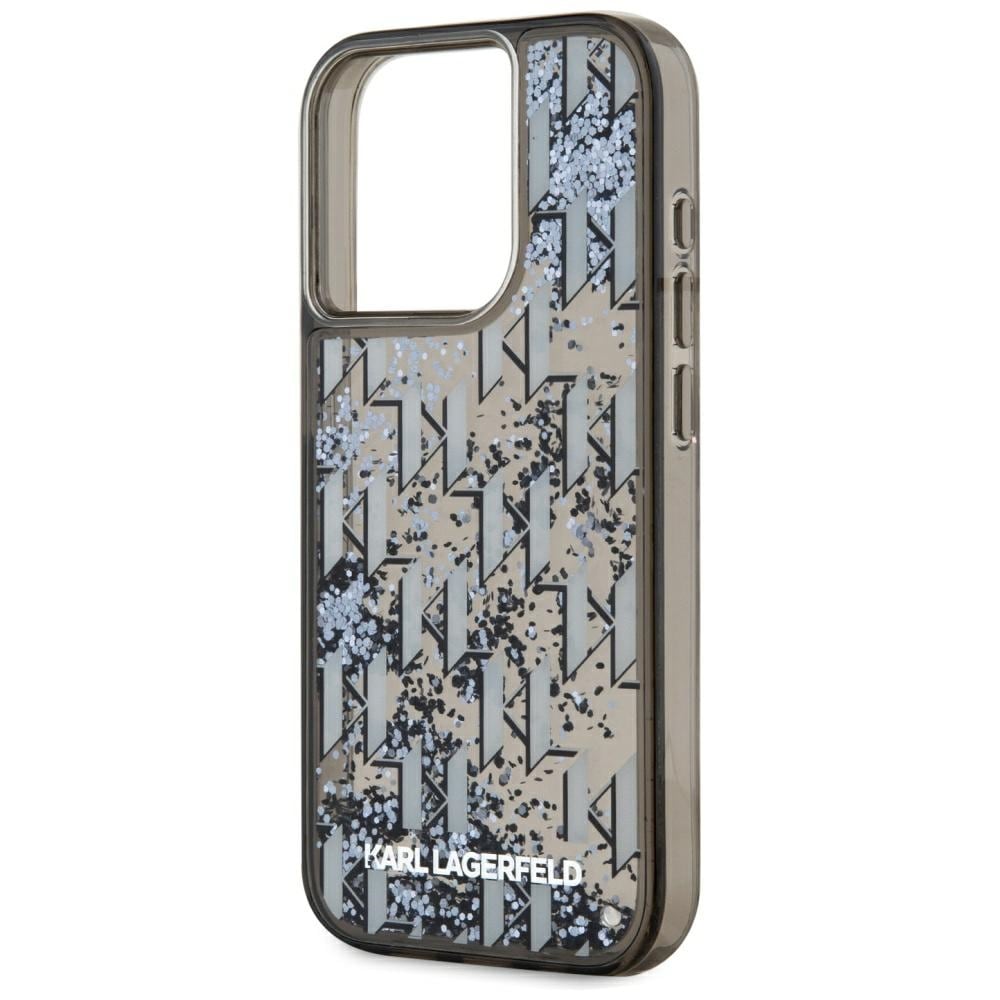 Karl Lagerfeld Liquide Glitter Monogram Gradient iPhone 15 Pro Max-etui - svart