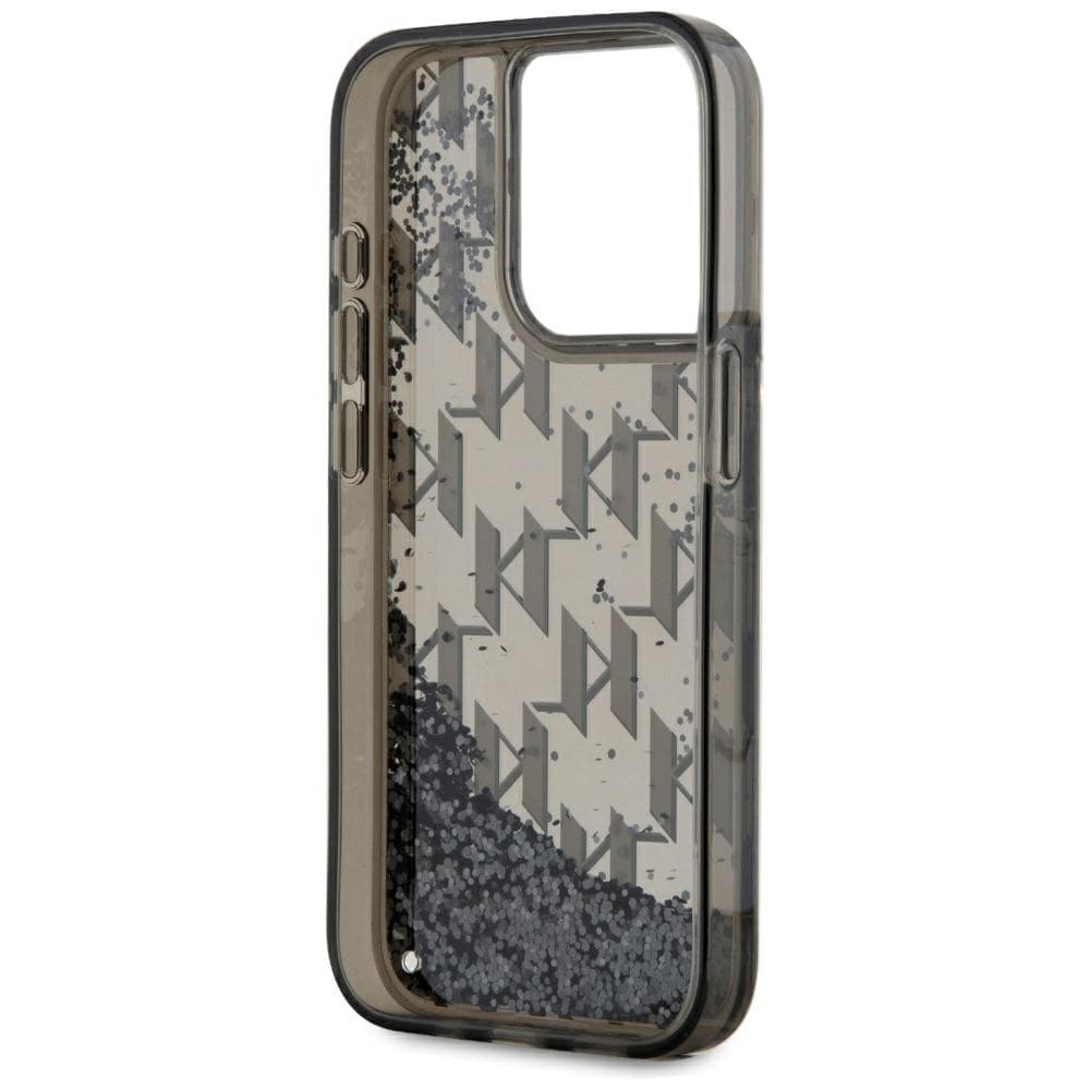 Karl Lagerfeld Liquide Glitter Monogram Gradient iPhone 15 Pro Max-etui - svart