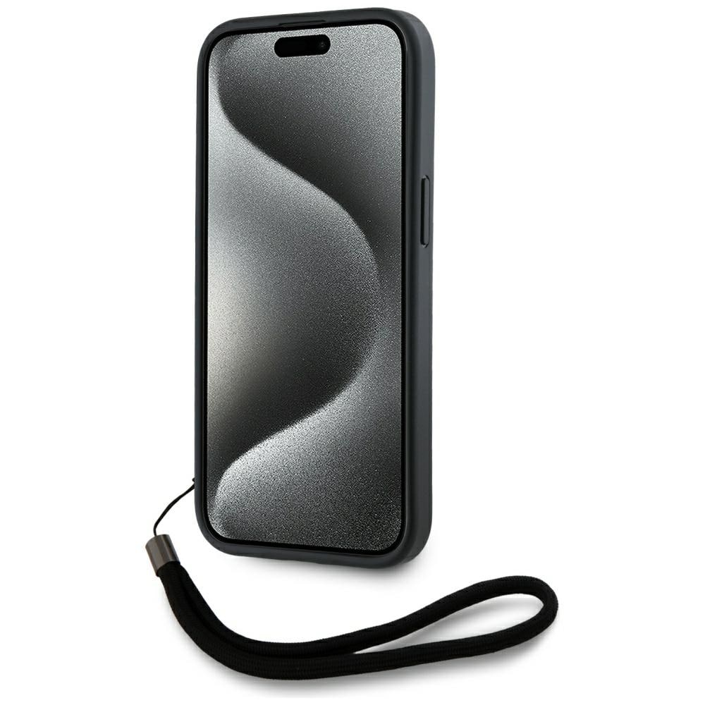 Karl Lagerfeld Saffiano Athleisure Stripes Cord iPhone 15 Pro-etui - rød