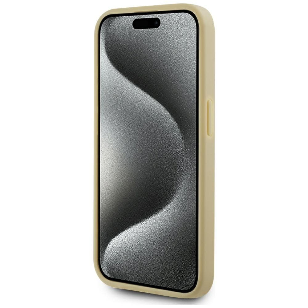 Karl Lagerfeld Wrinkled Metal Signature iPhone 15 Pro-etui - gull