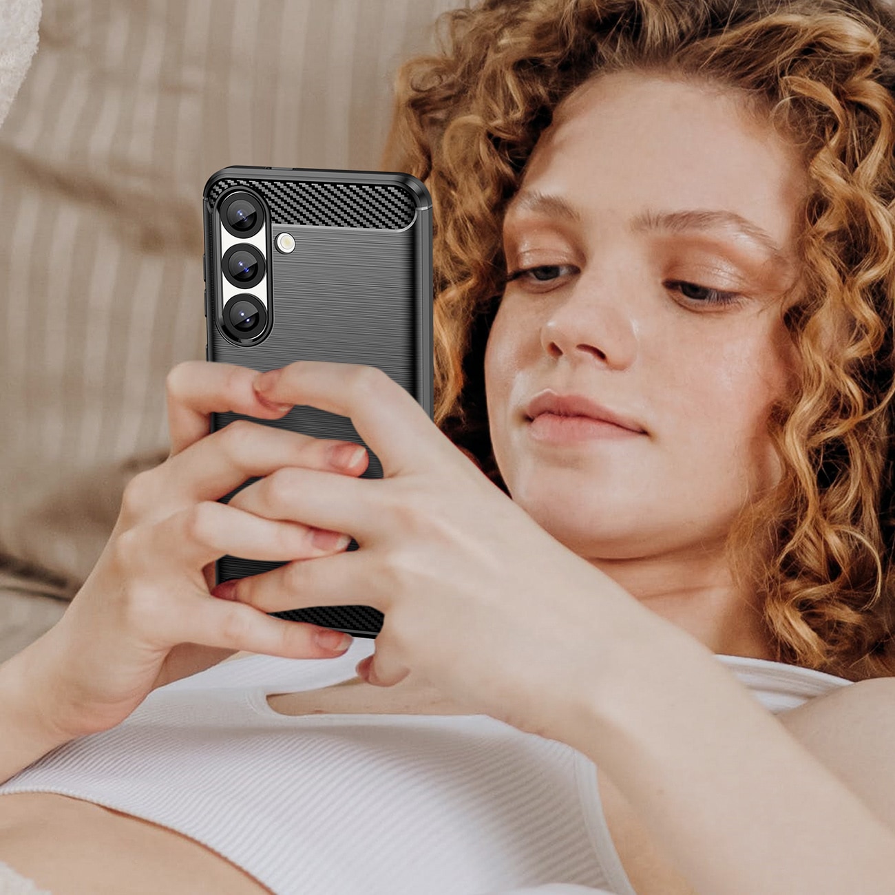Carbon-etui i fleksibel silikon for Nothing Phone (3a) Pro - Svart