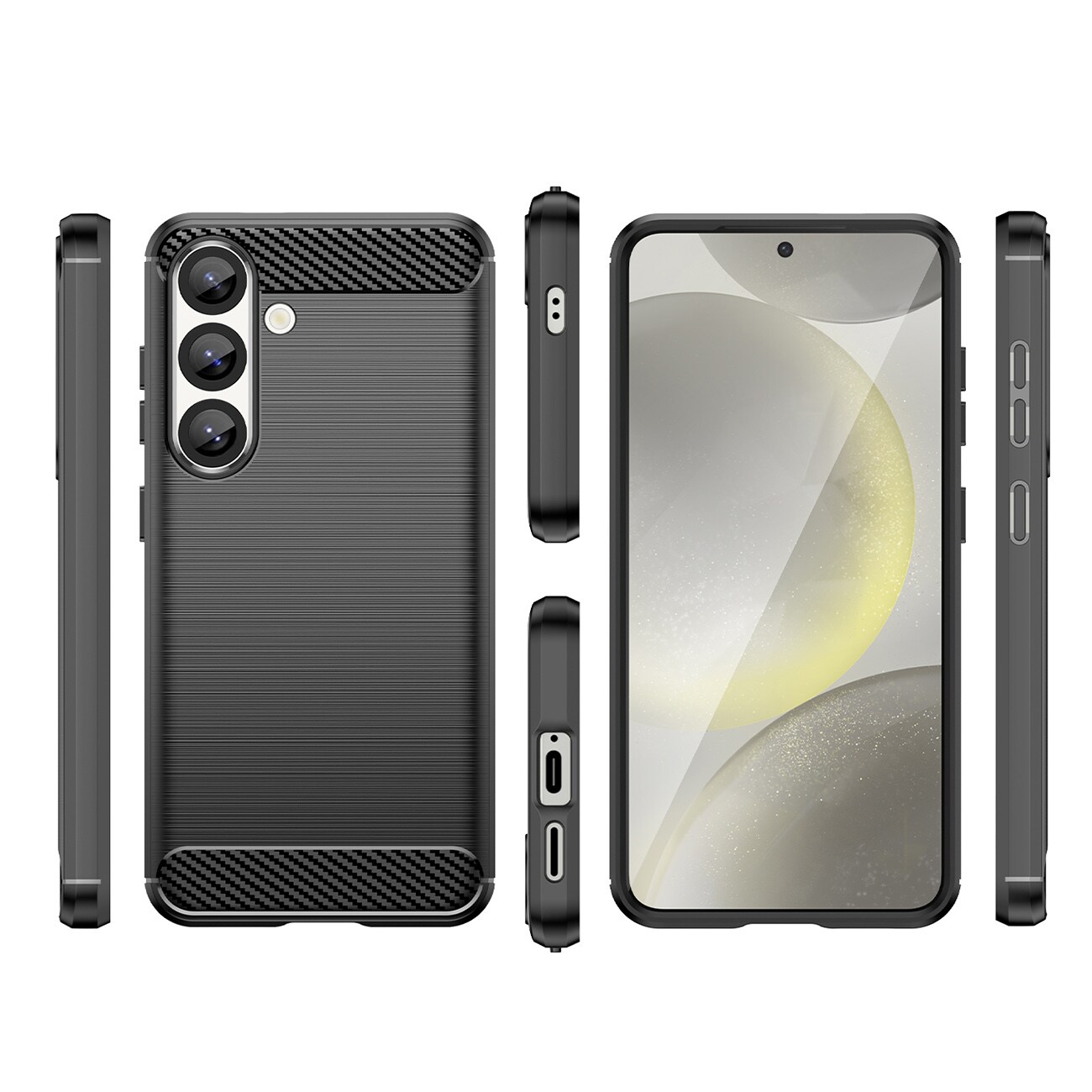 Fleksibelt karbonetui i silikon for Realme 14 5G - Svart