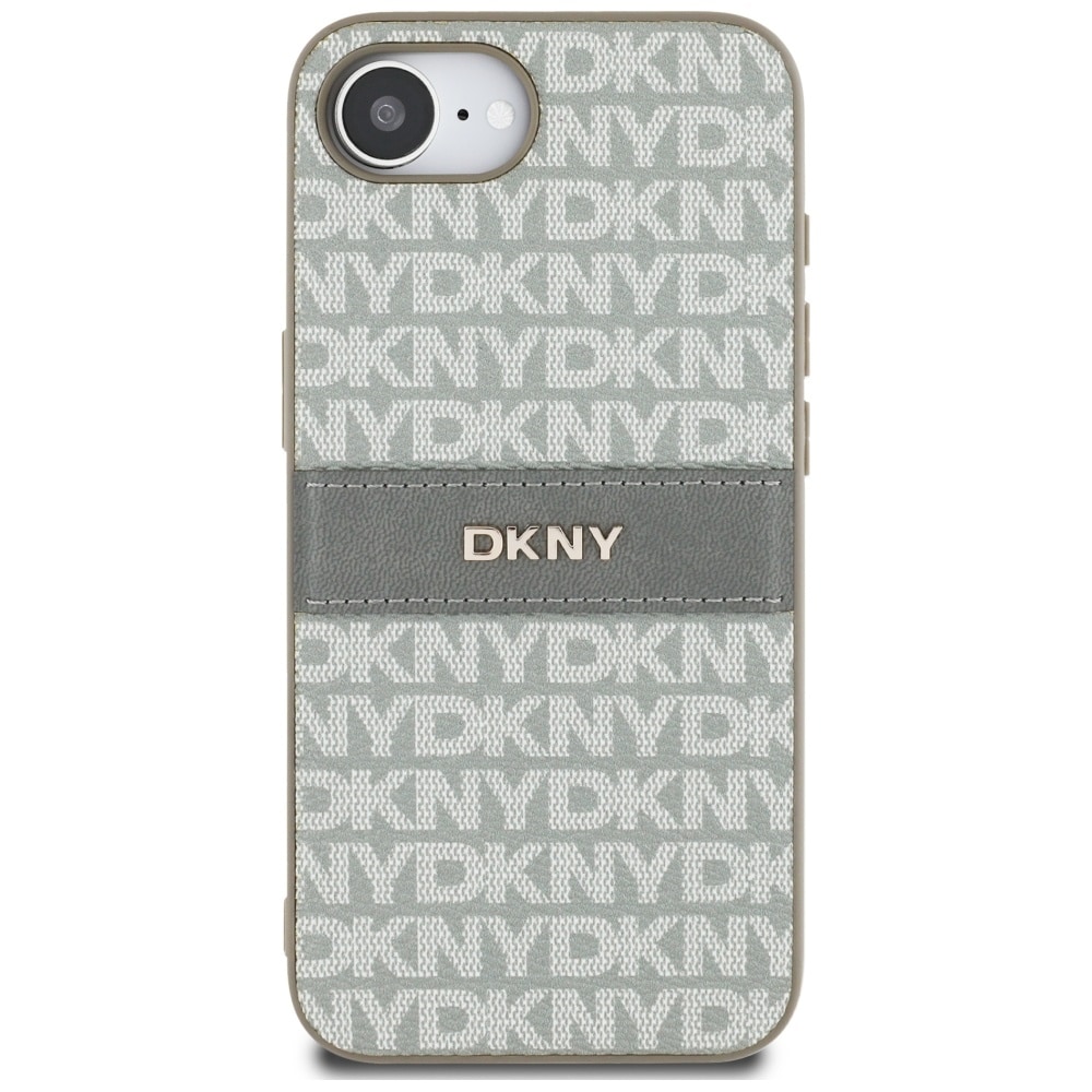 DKNY Repeterende strukturmønster med tonale striper iPhone 16e-etui - Beige