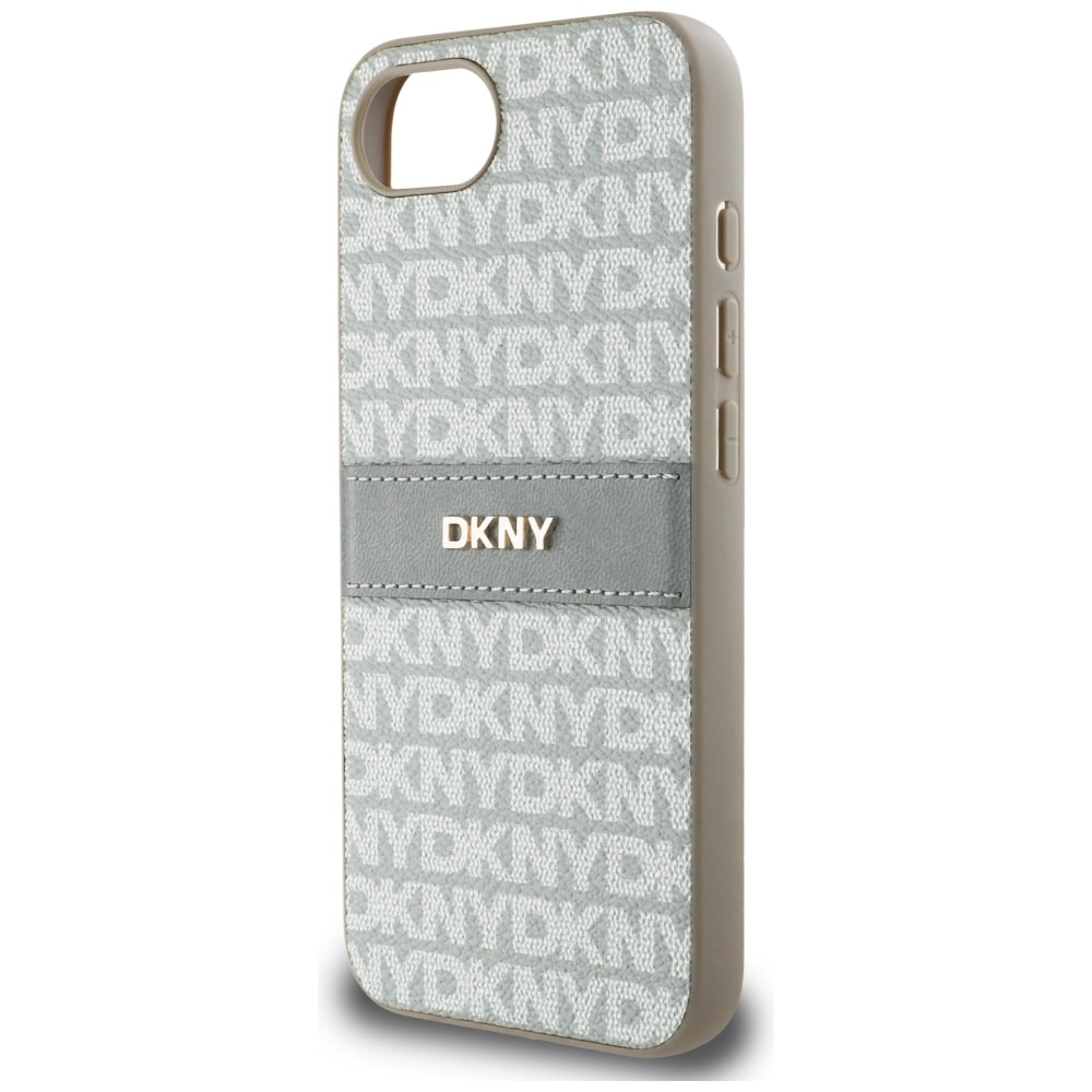 DKNY Repeterende strukturmønster med tonale striper iPhone 16e-etui - Beige