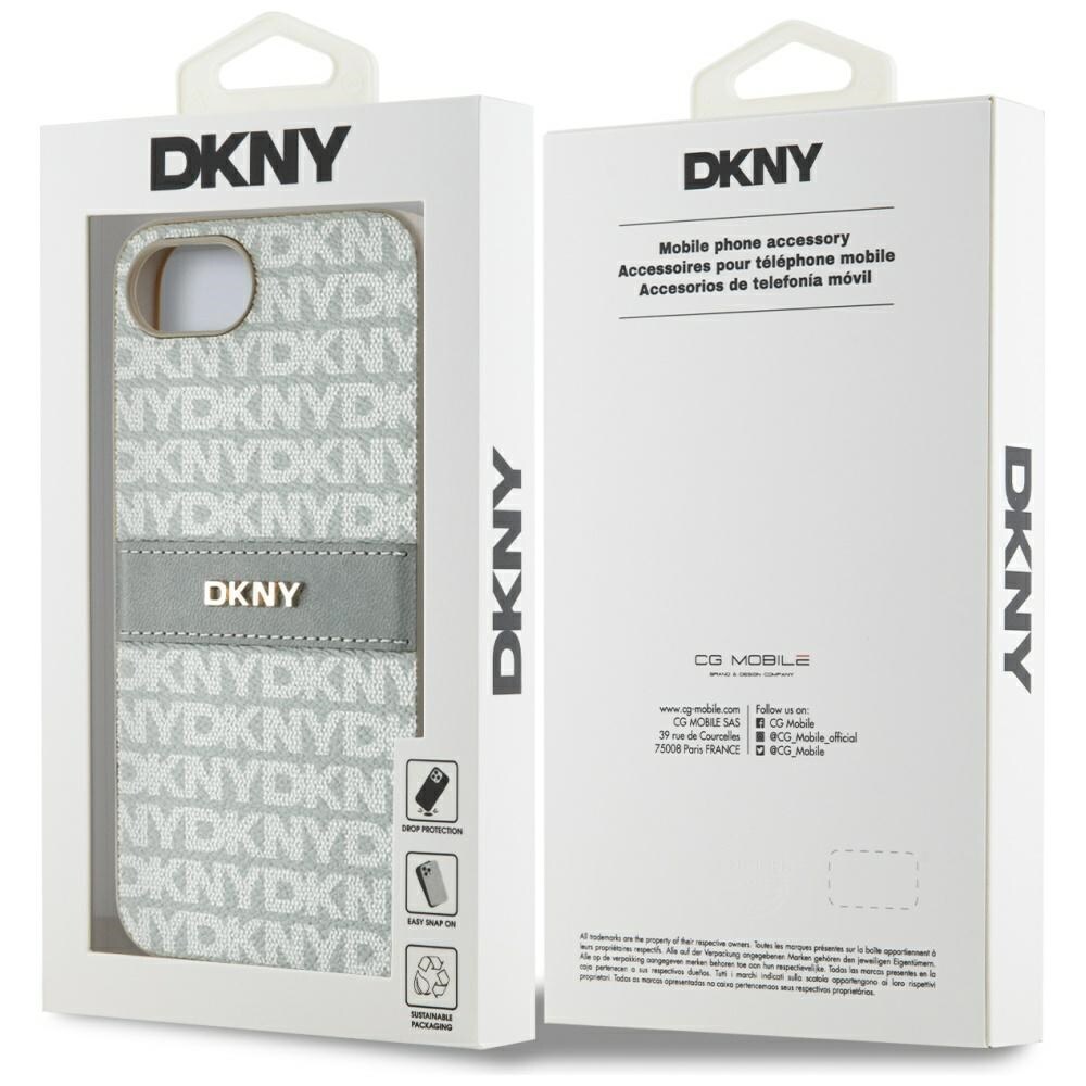 DKNY Repeterende strukturmønster med tonale striper iPhone 16e-etui - Beige