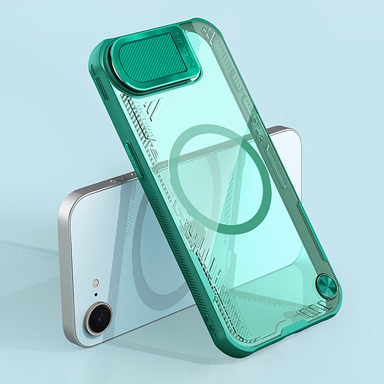 Nillkin Iceblade Prop magnetisk etui med kameradeksel og stativ for iPhone 16e - Grønn