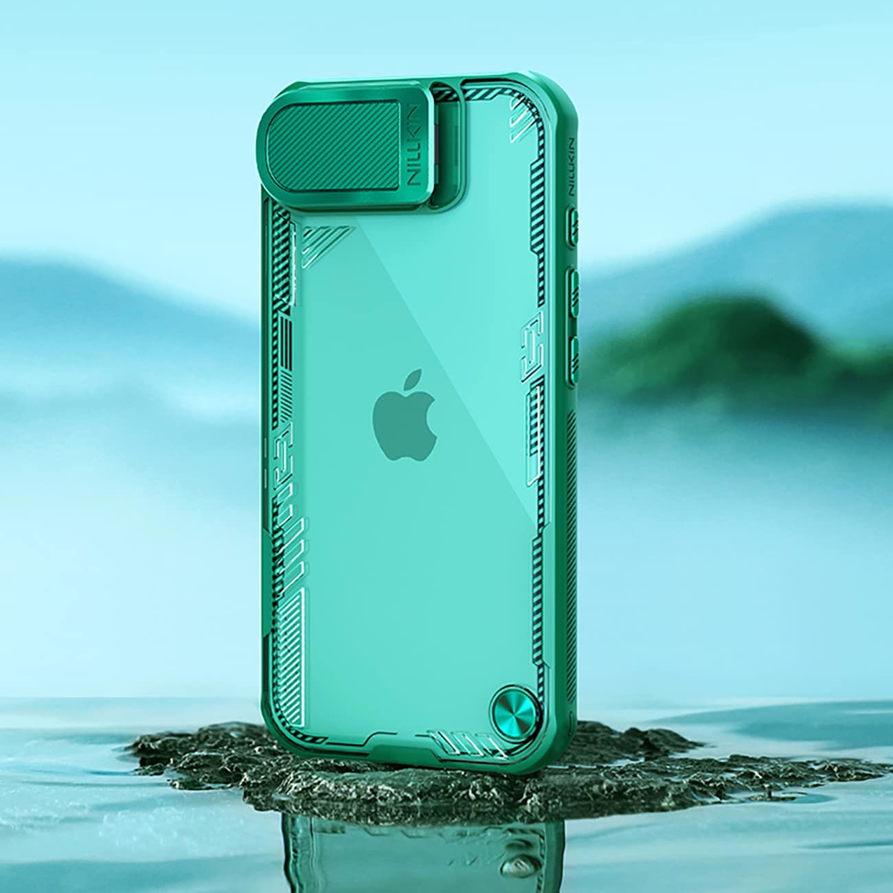 Nillkin Iceblade rekvisittveske med objektivdeksel og stativ til iPhone 16e - grønn