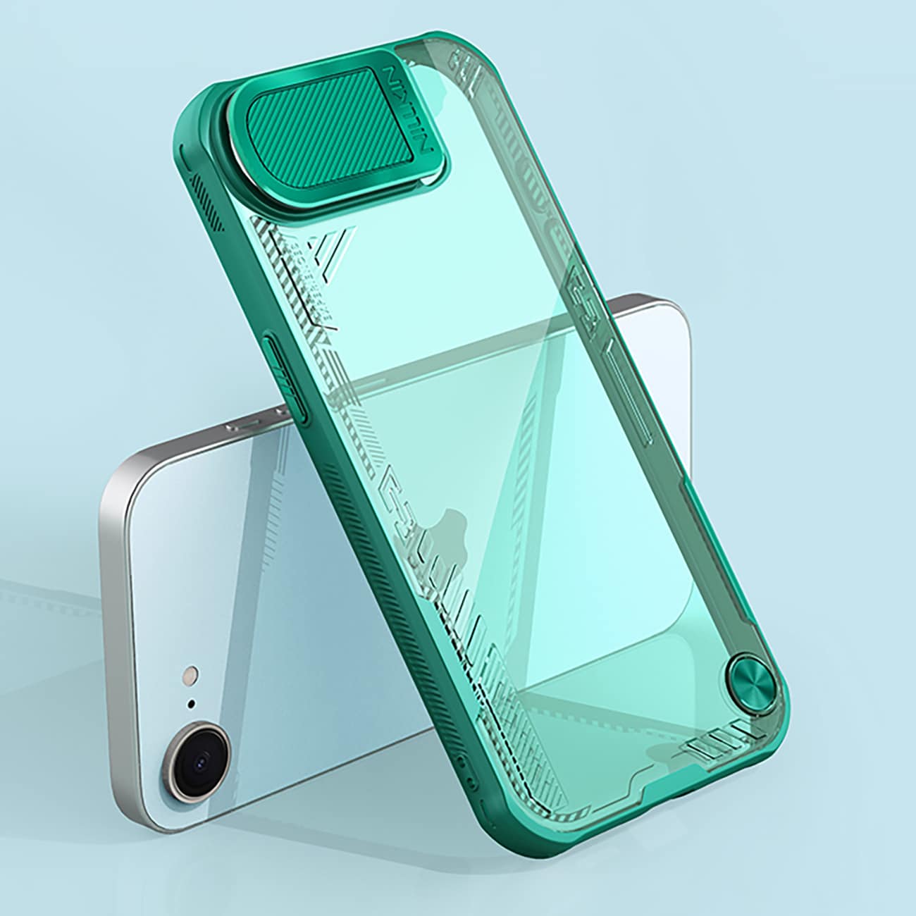 Nillkin Iceblade rekvisittveske med objektivdeksel og stativ til iPhone 16e - grønn