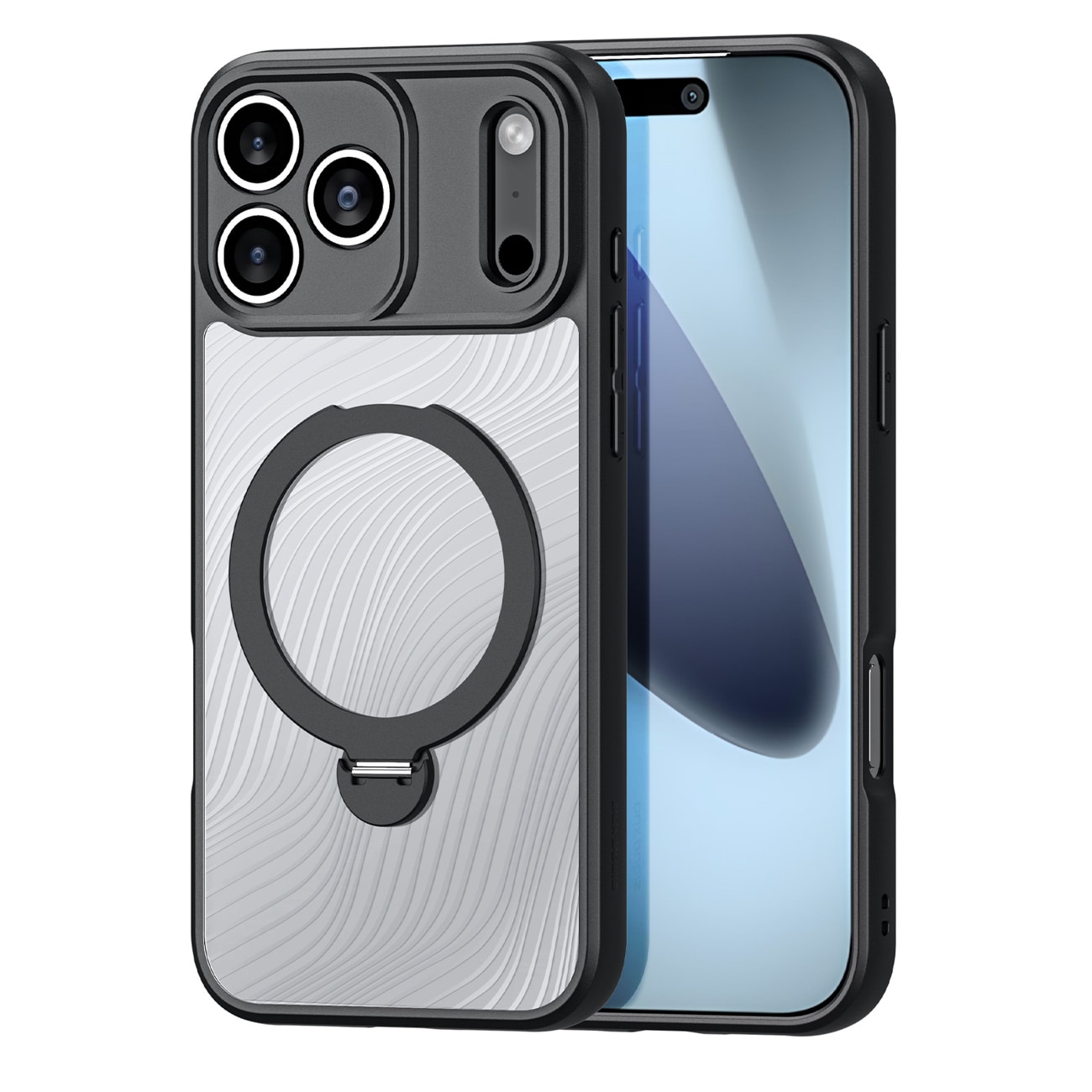 Dux Ducis Aimo Mag-etui med magnetisk ring og stativ for iPhone 17 Pro Max - Svart
