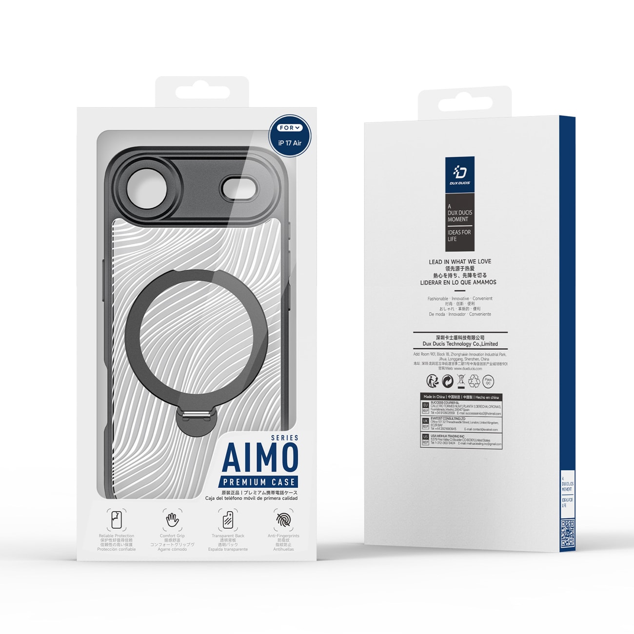 Dux Ducis Aimo Mag-etui med magnetisk ring og stativ for iPhone 17 Air - svart