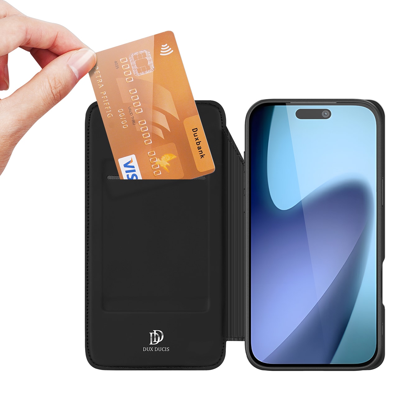 Dux Ducis Skin Pro-etui for iPhone 17 Air med klaff og kortspor - svart