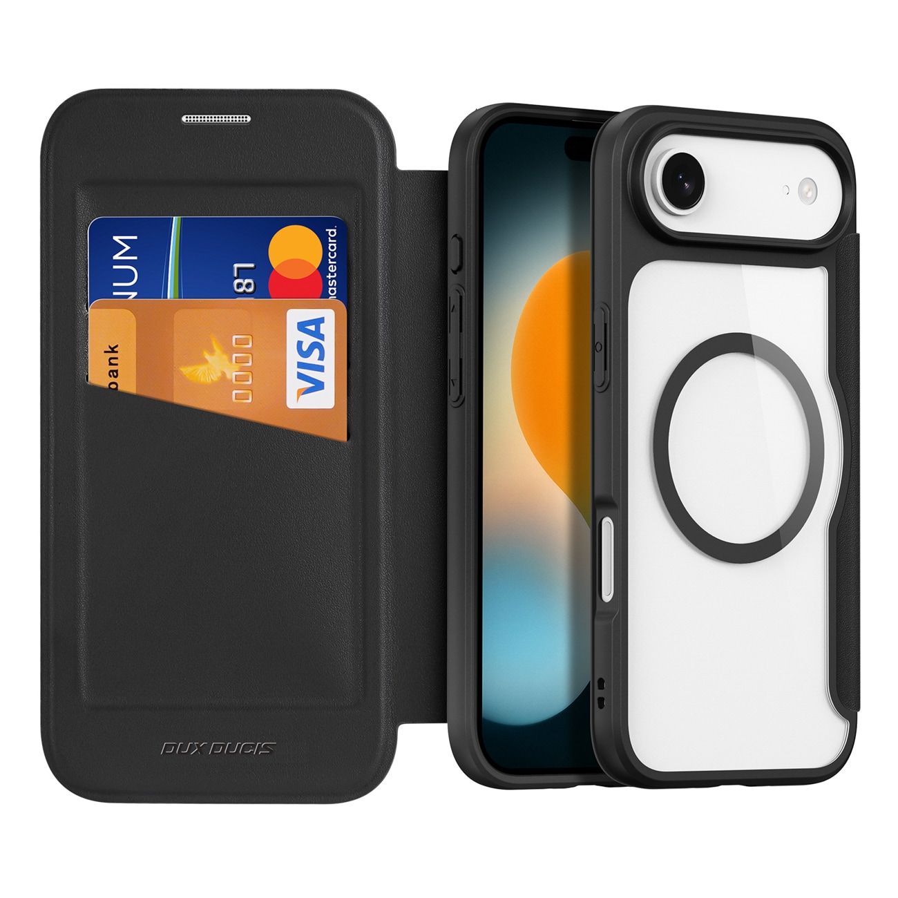 Dux Ducis Skin X Pro iPhone 17 Air-etui med lommebok, MagSafe-kompatibel - svart