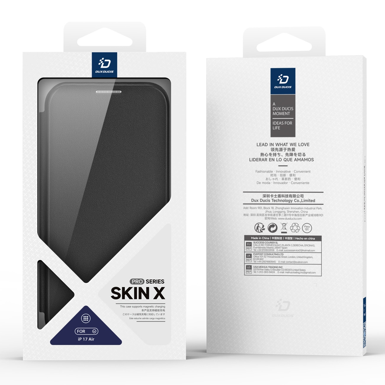Dux Ducis Skin X Pro iPhone 17 Air-etui med lommebok, MagSafe-kompatibel - svart