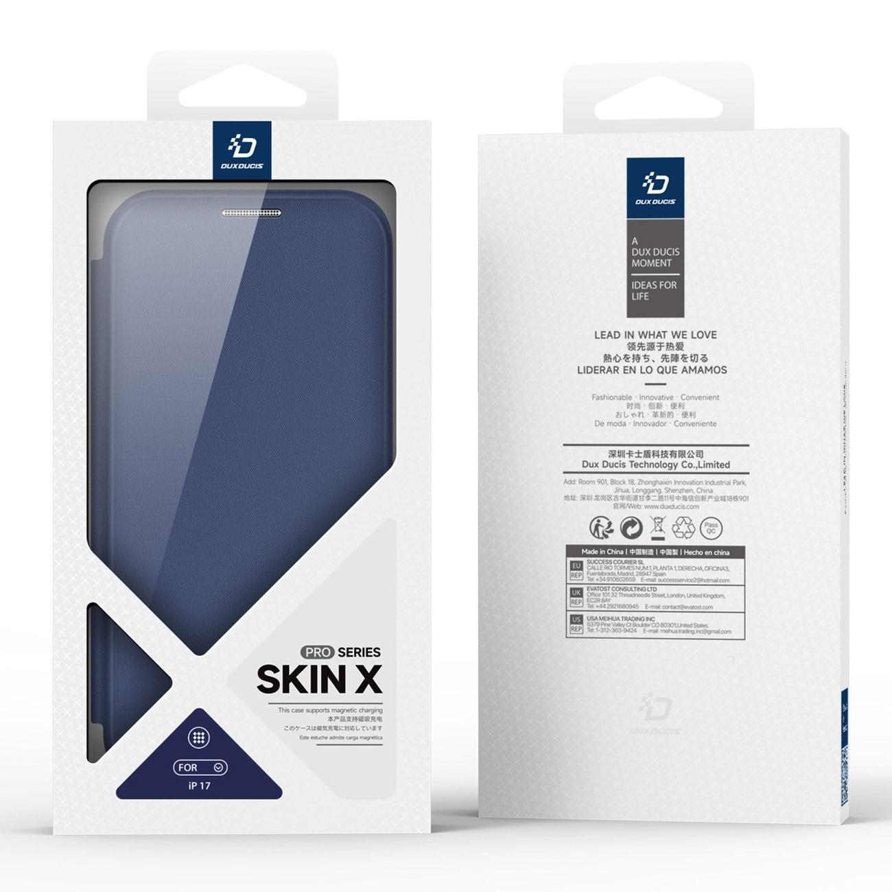 Dux Ducis Skin X Pro iPhone 17 Air-etui med MagSafe og lommebok - blå