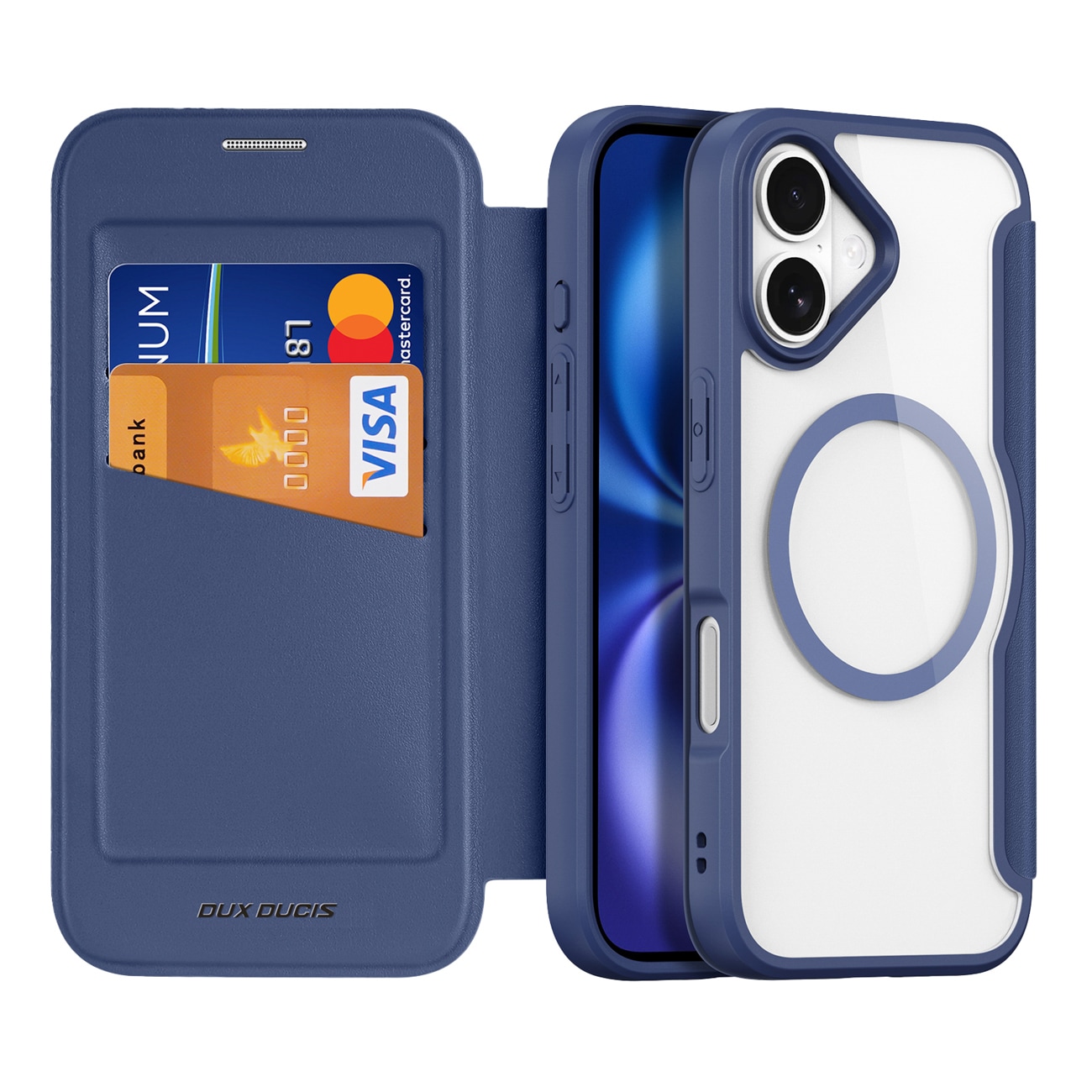Dux Ducis Skin X Pro iPhone 17 Air-etui med MagSafe og lommebok - blå