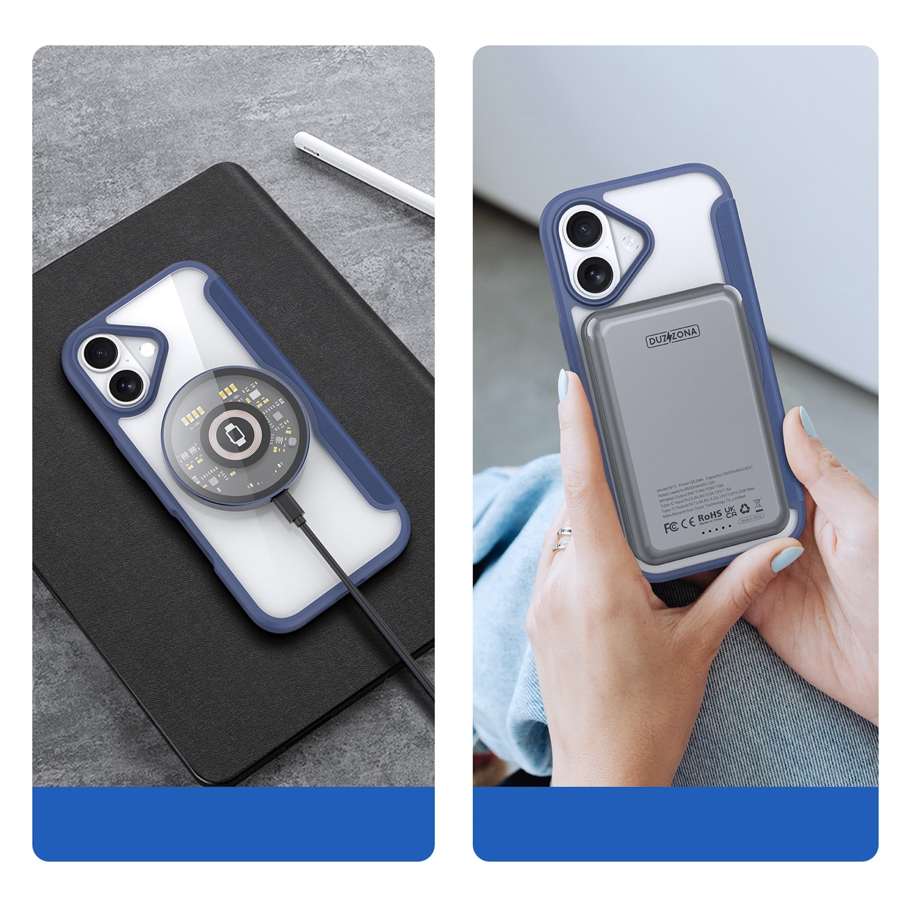 Dux Ducis Skin X Pro iPhone 17 Air-etui med MagSafe og lommebok - blå