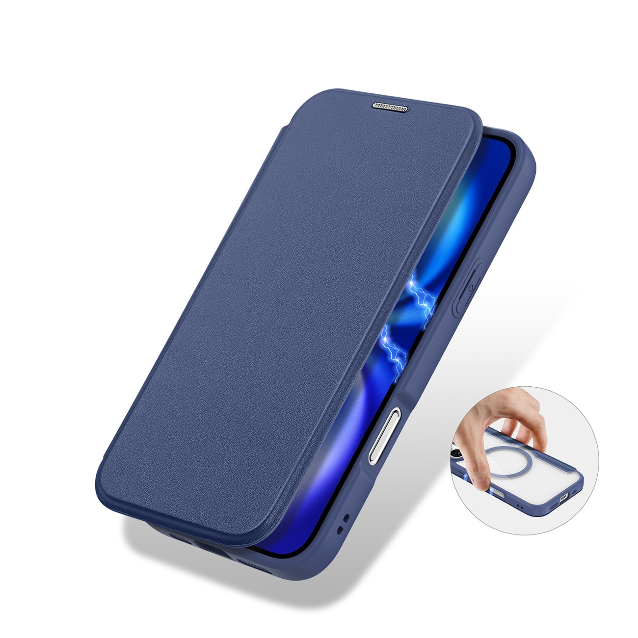 Dux Ducis Skin X Pro iPhone 17 Air-etui med MagSafe og lommebok - blå
