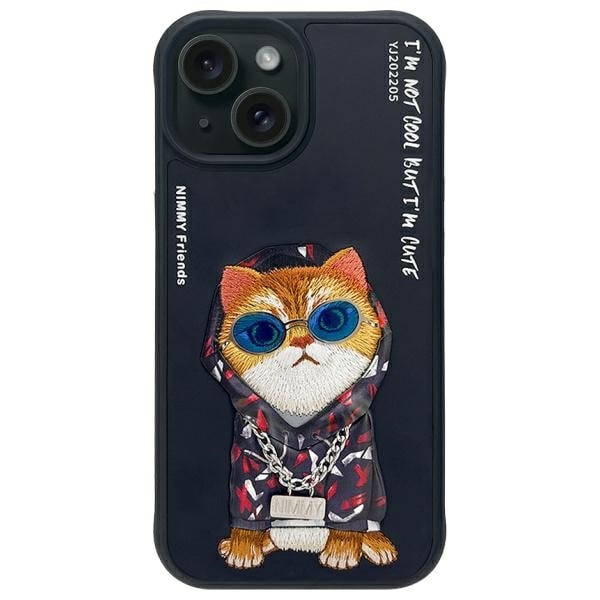 Nimmy Glasses Cool Cat-etui for iPhone 15 - svart