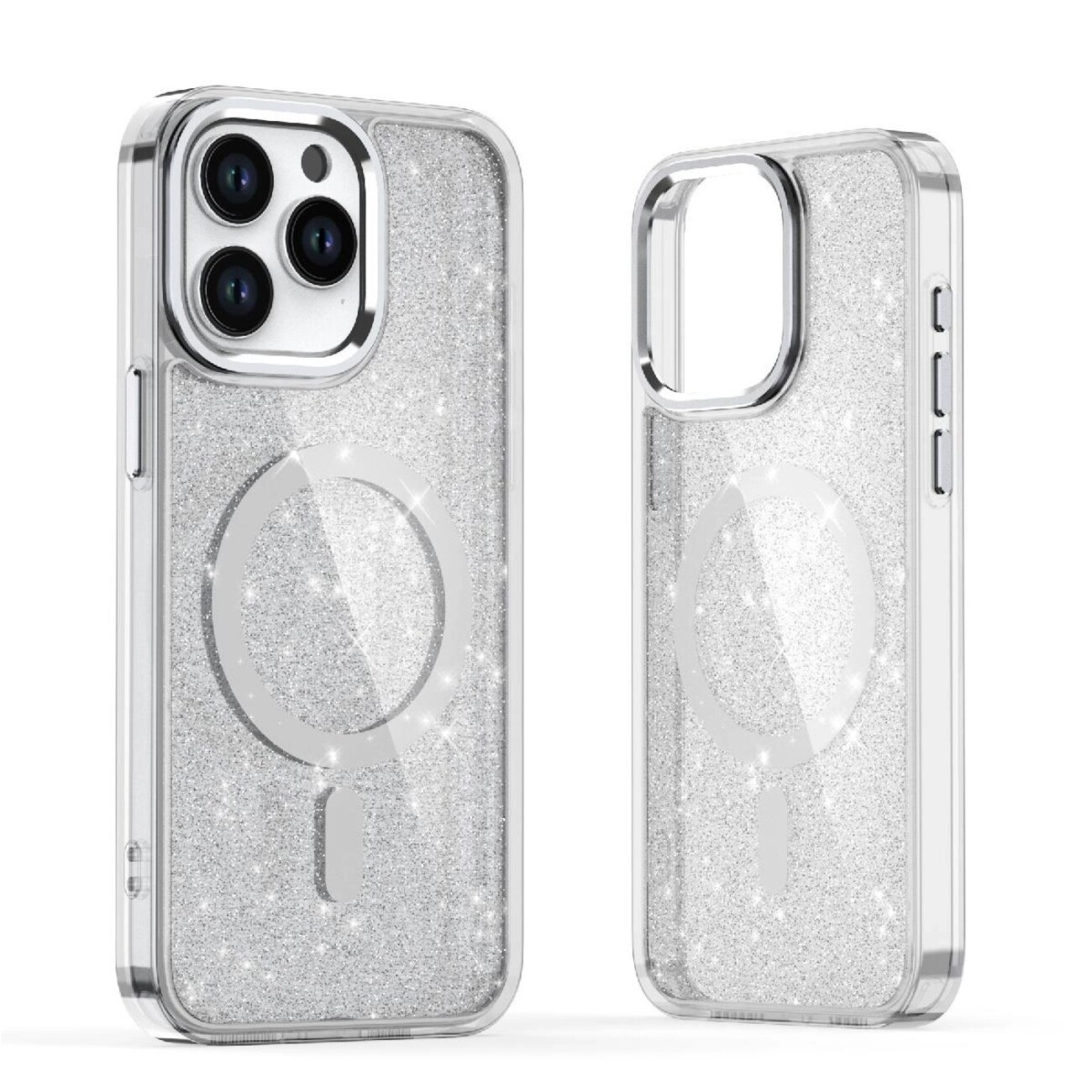 Glitteretui MagSafe-kompatibel for iPhone 17 - halvtransparent