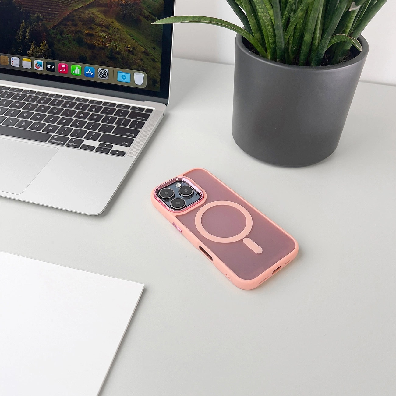 MagSafe-kompatibelt moteveske for iPhone 17 Air - rosa