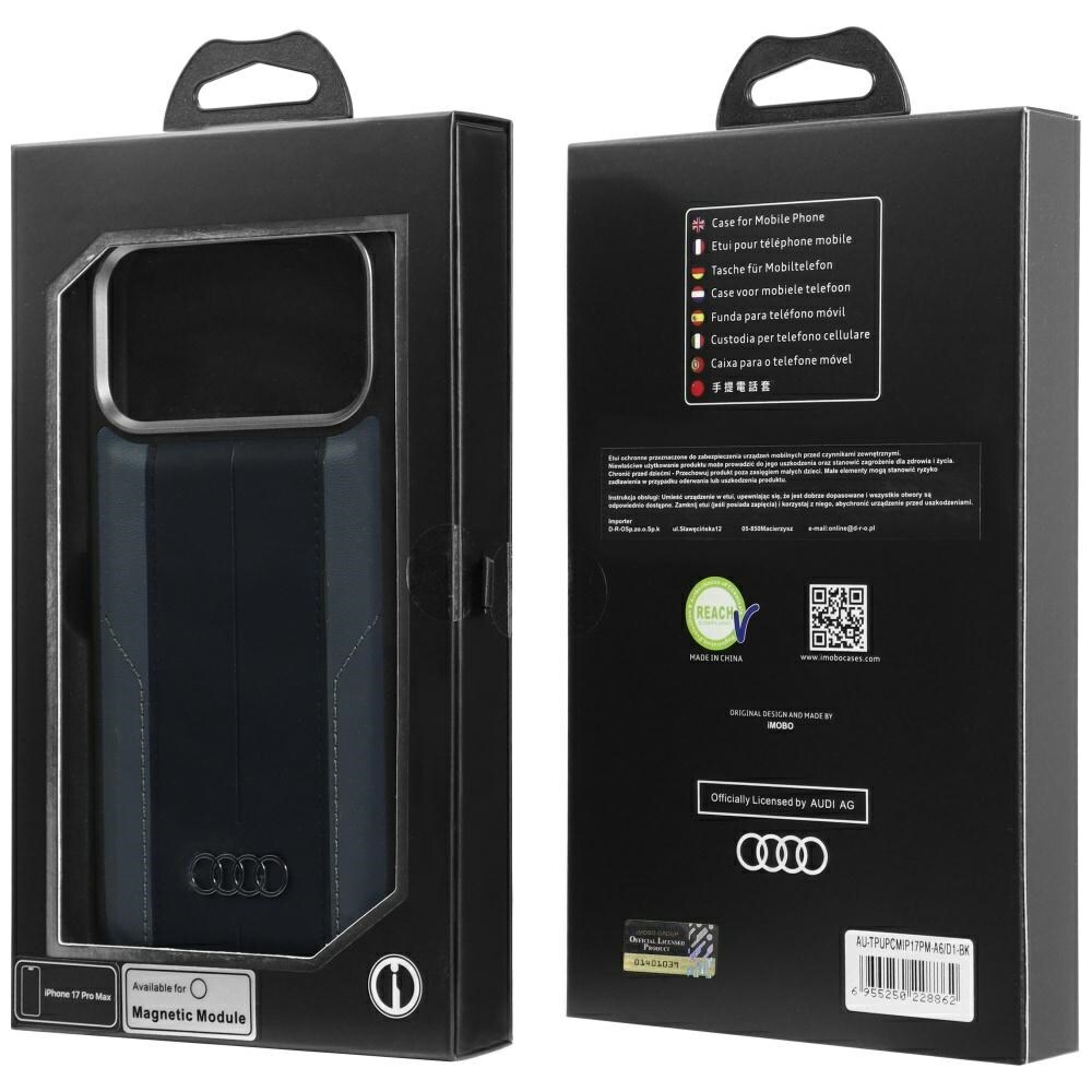Audi A6 MagSafe-etui i syntetisk lær for iPhone 17 Pro Max - Svart