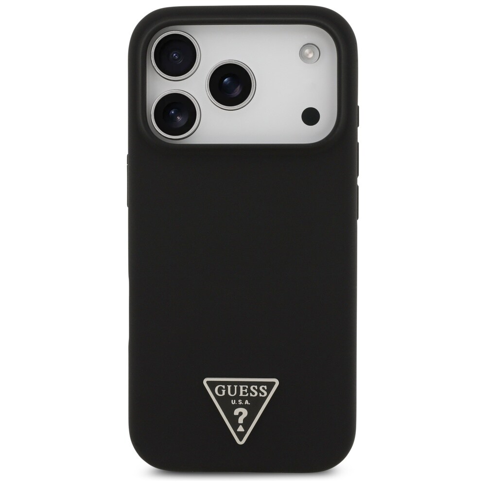 Guess MagSafe-etui i silikon med trekantlogo for iPhone 17 Pro - svart