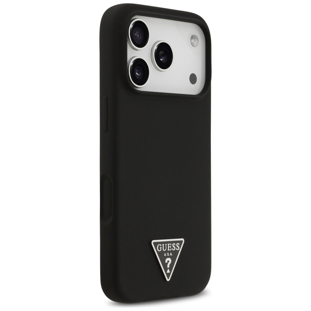 Guess MagSafe-etui i silikon med trekantlogo for iPhone 17 Pro - svart