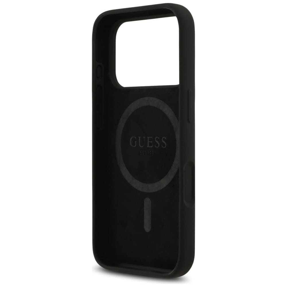 Guess MagSafe-etui i silikon med trekantlogo for iPhone 17 Pro - svart