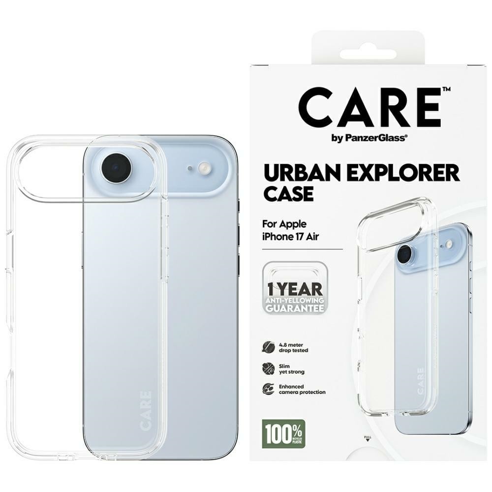 CARE by PanzerGlass Flagship Urban Explorer-etui med klar ramme for iPhone Air - gjennomsiktig