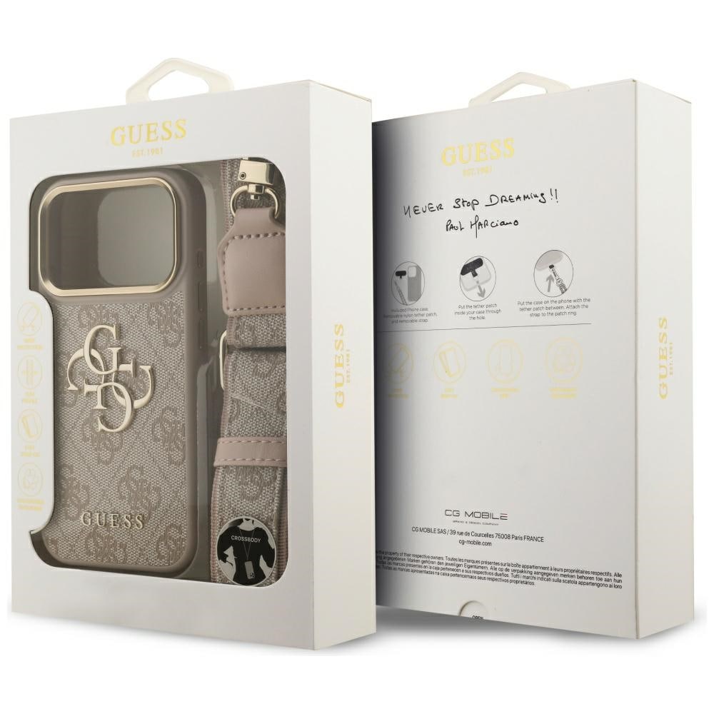 Guess 4G Big 4G Classic Logo Big Strap Metal Buttons Case for iPhone 17 Pro - Rosa