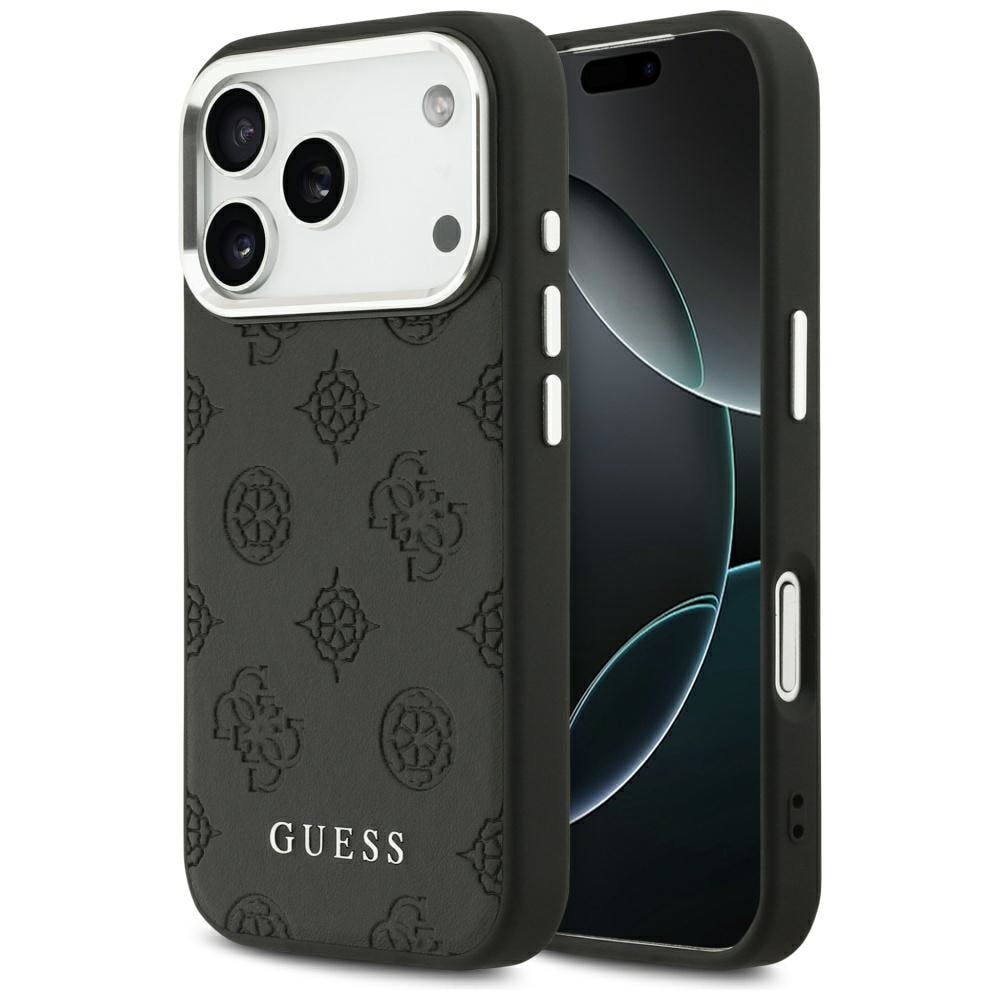 Guess Peony Hot Stamp Script MagSafe-etui for iPhone 17 Pro - svart