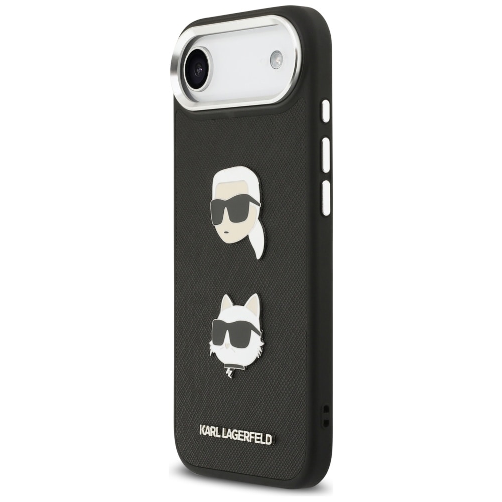 Karl Lagerfeld FW Grained Karl & Choupette Heads Pins & Logo iPhone Air Case - Svart