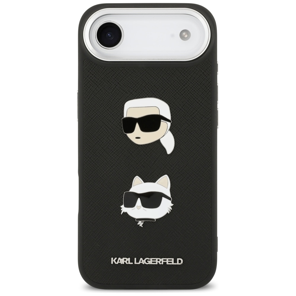 Karl Lagerfeld FW Grained Karl & Choupette Heads Pins & Logo iPhone Air Case - Svart
