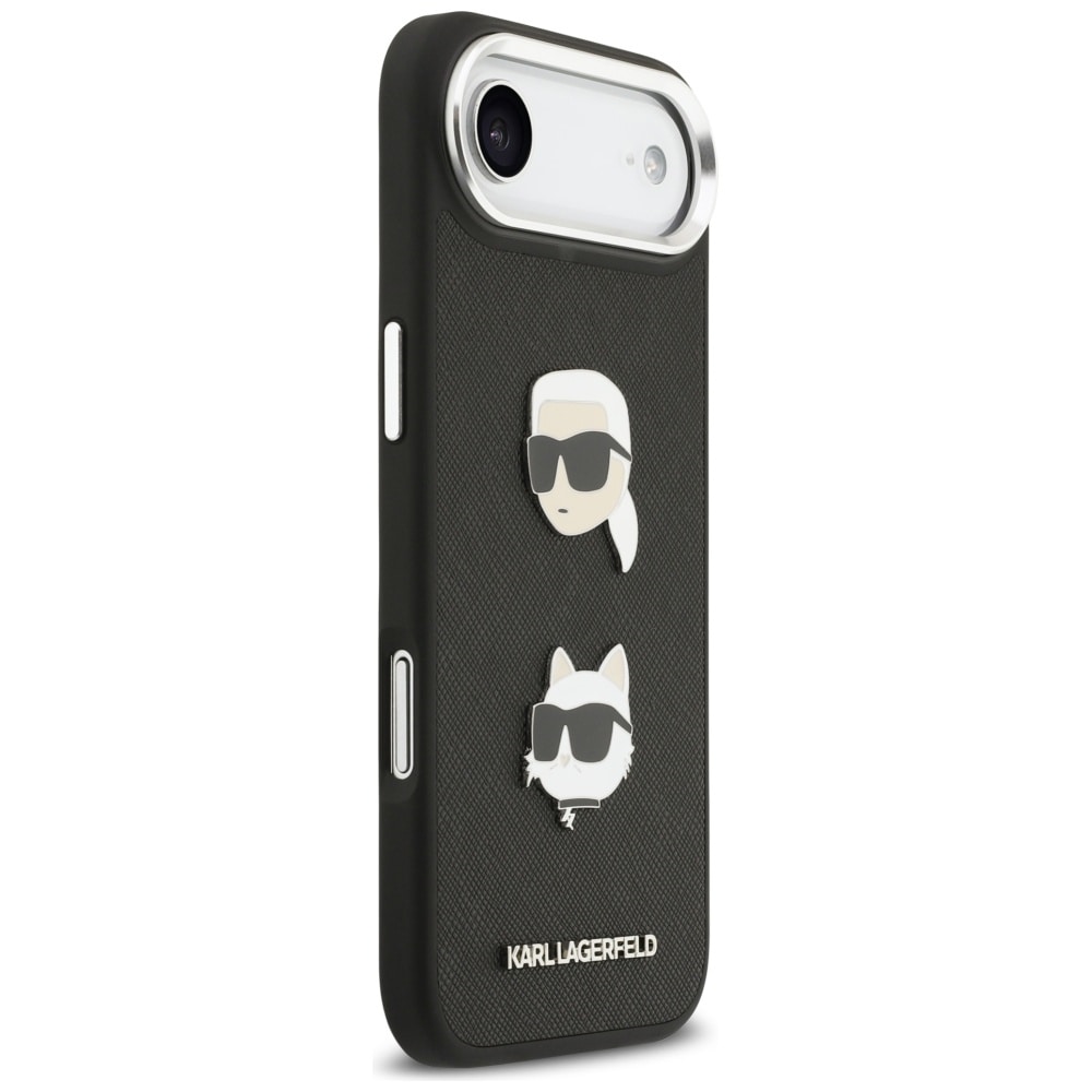 Karl Lagerfeld FW Grained Karl & Choupette Heads Pins & Logo iPhone Air Case - Svart