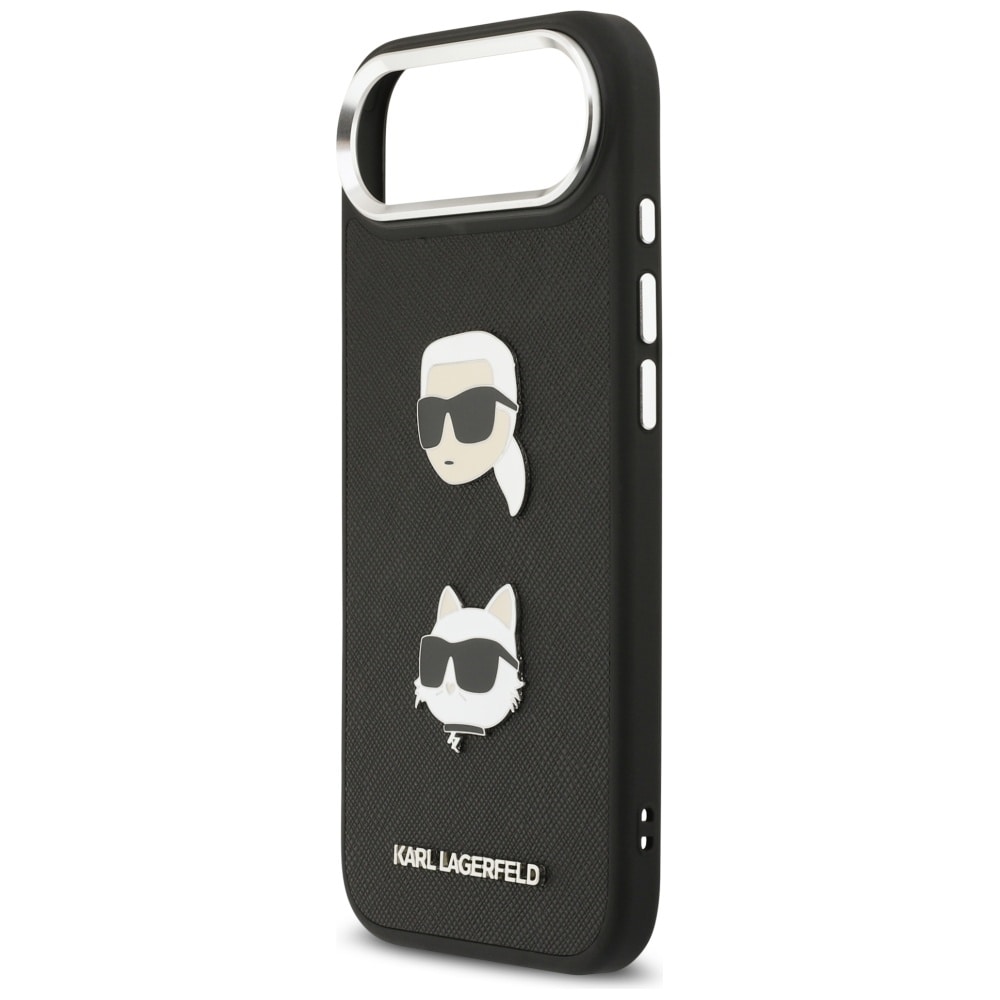 Karl Lagerfeld FW Grained Karl & Choupette Heads Pins & Logo iPhone Air Case - Svart