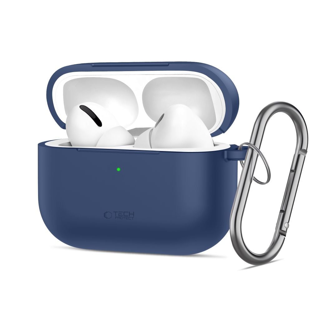 Tech-Protect silikonetui med krok for AirPods Pro - marineblå