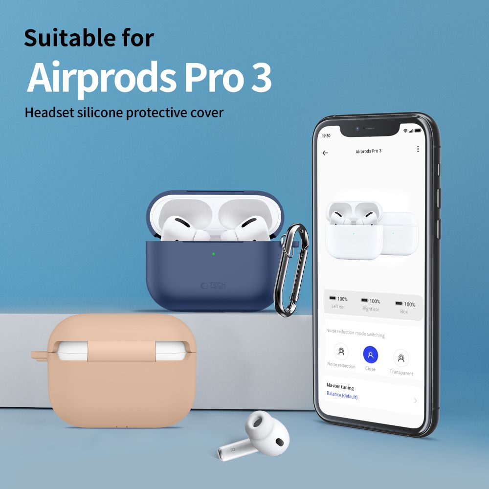 Tech-Protect silikonetui med krok for AirPods Pro - marineblå