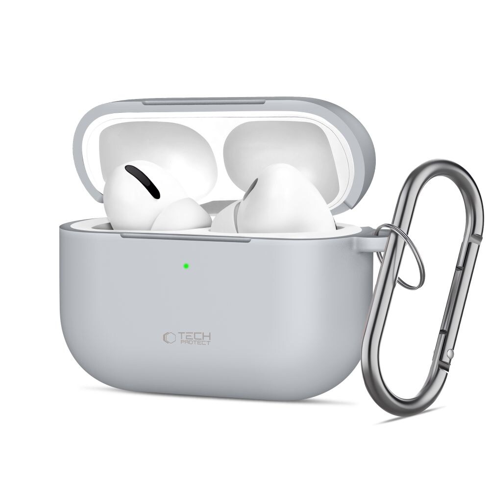 Tech-Protect silikonetui med krok for AirPods Pro - grå