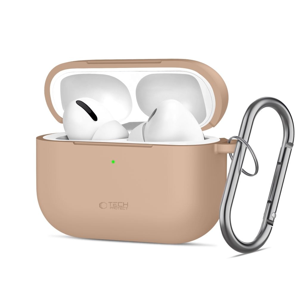 Tech-Protect silikonetui med krok for AirPods Pro - Beige