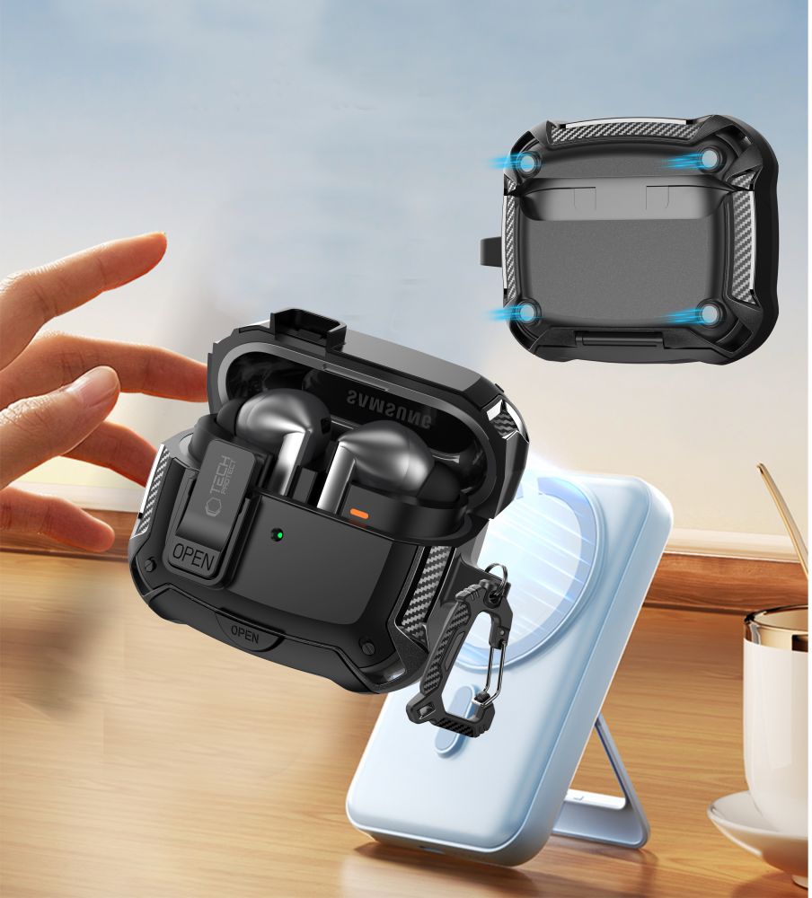 Tech-Protect silikonkroketui for Samsung Galaxy Buds 3 / 3 FE / 3 Pro - Svart