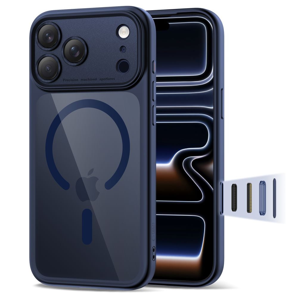 Tech-Protect Magpeak Magsafe CC-etui for iPhone 17 Pro - Klar marineblå