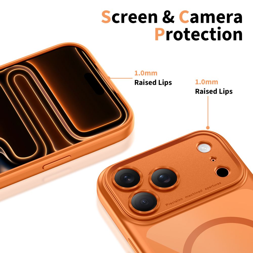 Tech-Protect Magpeak Magsafe CC-etui for iPhone 17 Pro Max - gjennomsiktig oransje